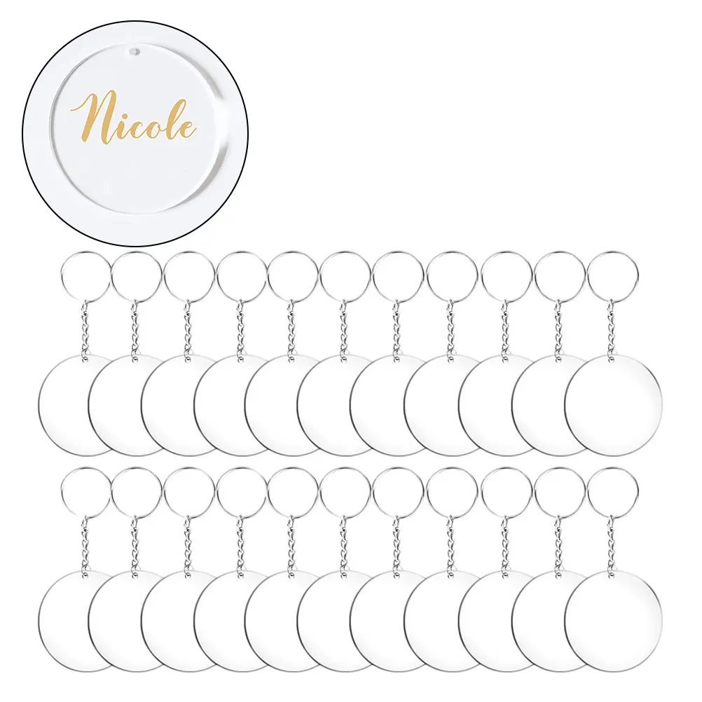 48/72/96pcs Acrylic Acrylic Keychain Blanks Blanks Vinyl Kit Set Clear Key Tags Acrylic Blank Circle Key