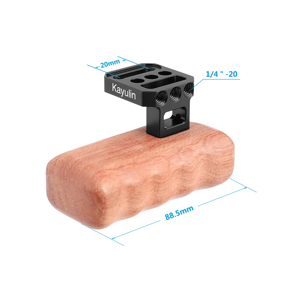 Kayulin impugnatura sinistra in legno con due viti da 1/4 "-20 per gabbia universale per fotocamera Dslr