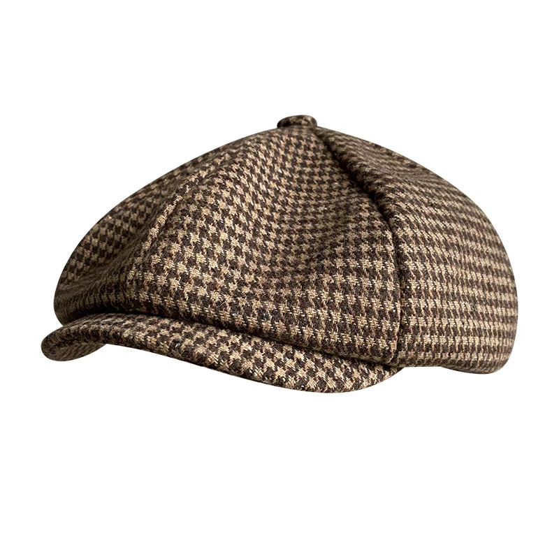 Retro Newsboy Cap Men Coffee Houndstooth Flat Caps Women Men British Painters Hat Soft Spring Autumn hats Octagonal Cap BLM394