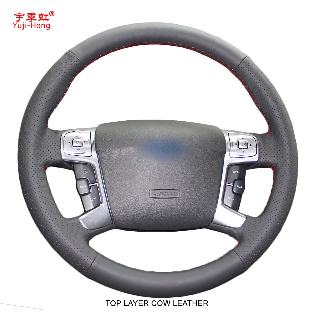 Yuji-Hong Top Layer Genuine Cow Leather Car Steering Wheel Covers Case for Ford MONDEO 2007-2012 CHIA-X S-MAX 2007 Hand-stitched