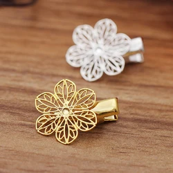 REGELIN 10pcs Gold/Silver Copper Hair Jewelry Settings Blank Base DIY Hair Clip Hairpins Barrette Retro Hair Wear Accessories