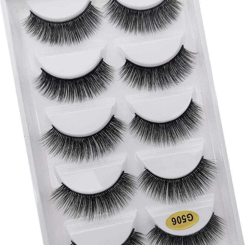 YDSO 5 Pairs Mink Lashes Natural Long False EyeLashes Thick Lash winged Lashes Mink EyeLashes Volume maekup Fake EyeLashes G5