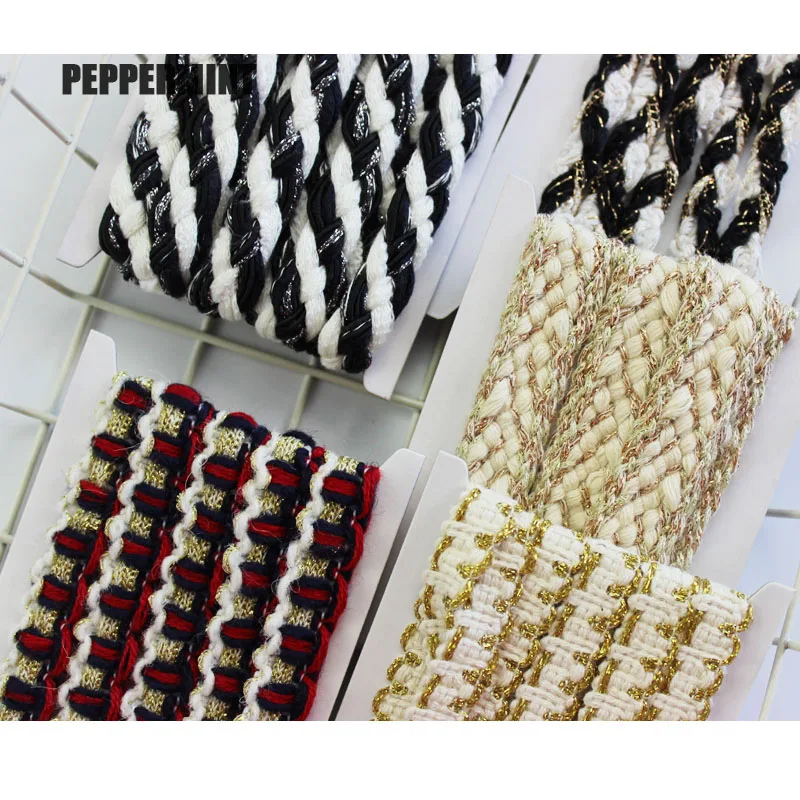 1yard Cotton Braid Trim golden Mixed Rope Lace deco woven Webbing Sewing Accessory for Garment DIY Trimming