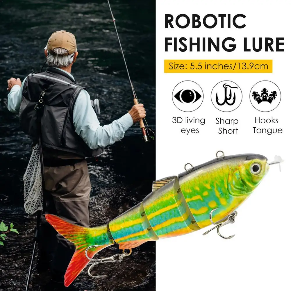 Robotic Fishing Lure USB Rechargeable Self Swimming Fishing Lures Smart Lure Automatic Electronic Fish Multi-joint Bait