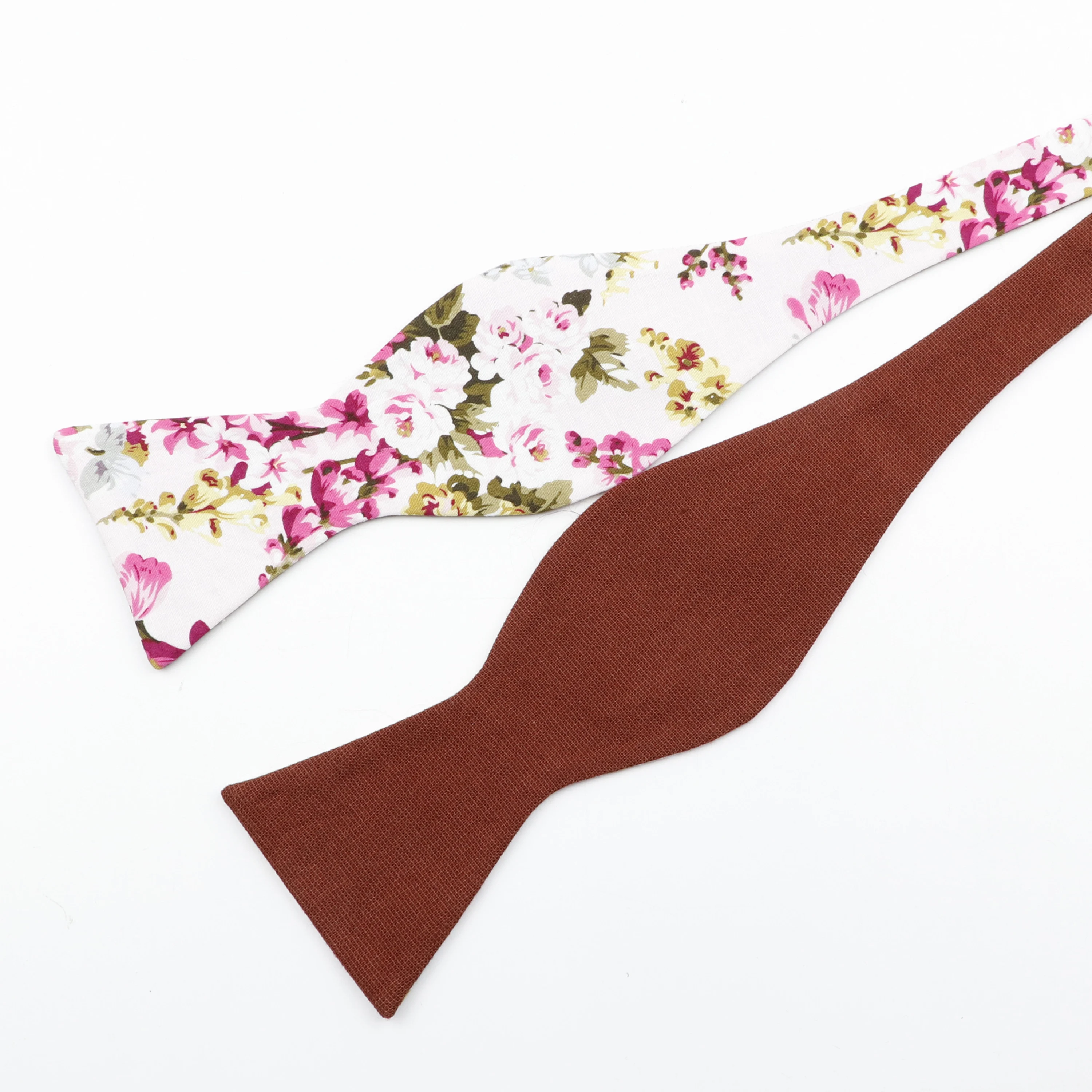 New Fashion Two-Color Adjustable Self Bow Tie Men\'s 100% Cotton Dot Floral Solid Butterfly Wedding Party Double Sides Available