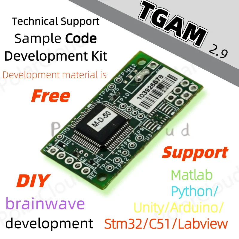 Carte de démonstration TGAM 2.9/2.9A Tech EEG Brainwave, pour mini capteur Neurosky, sortie de données a,β Mindwave et concentration ESense