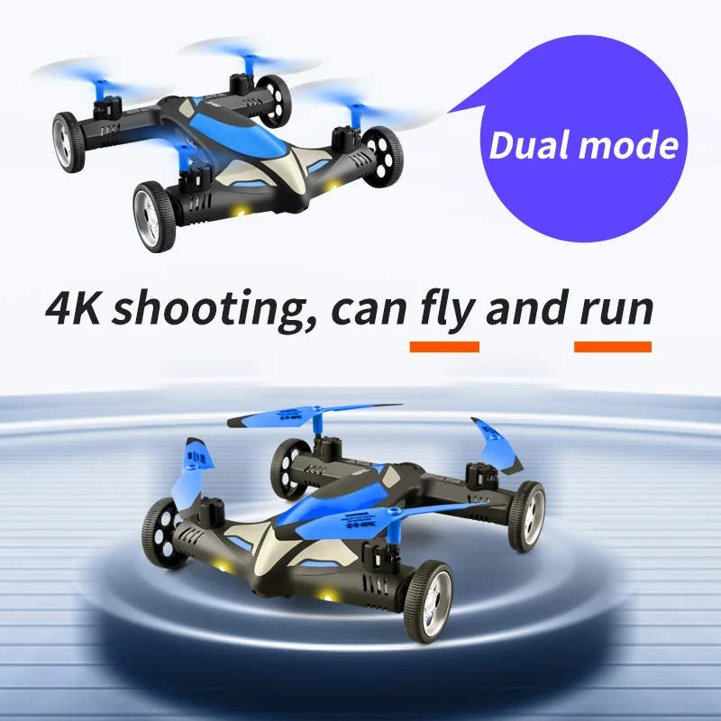 4DRC 2-in-1 2.4G RC Drone Air-Ground Flying Car 4K HD Camera Dron Quadcopter with LED Night light Helicopter Toys For Children