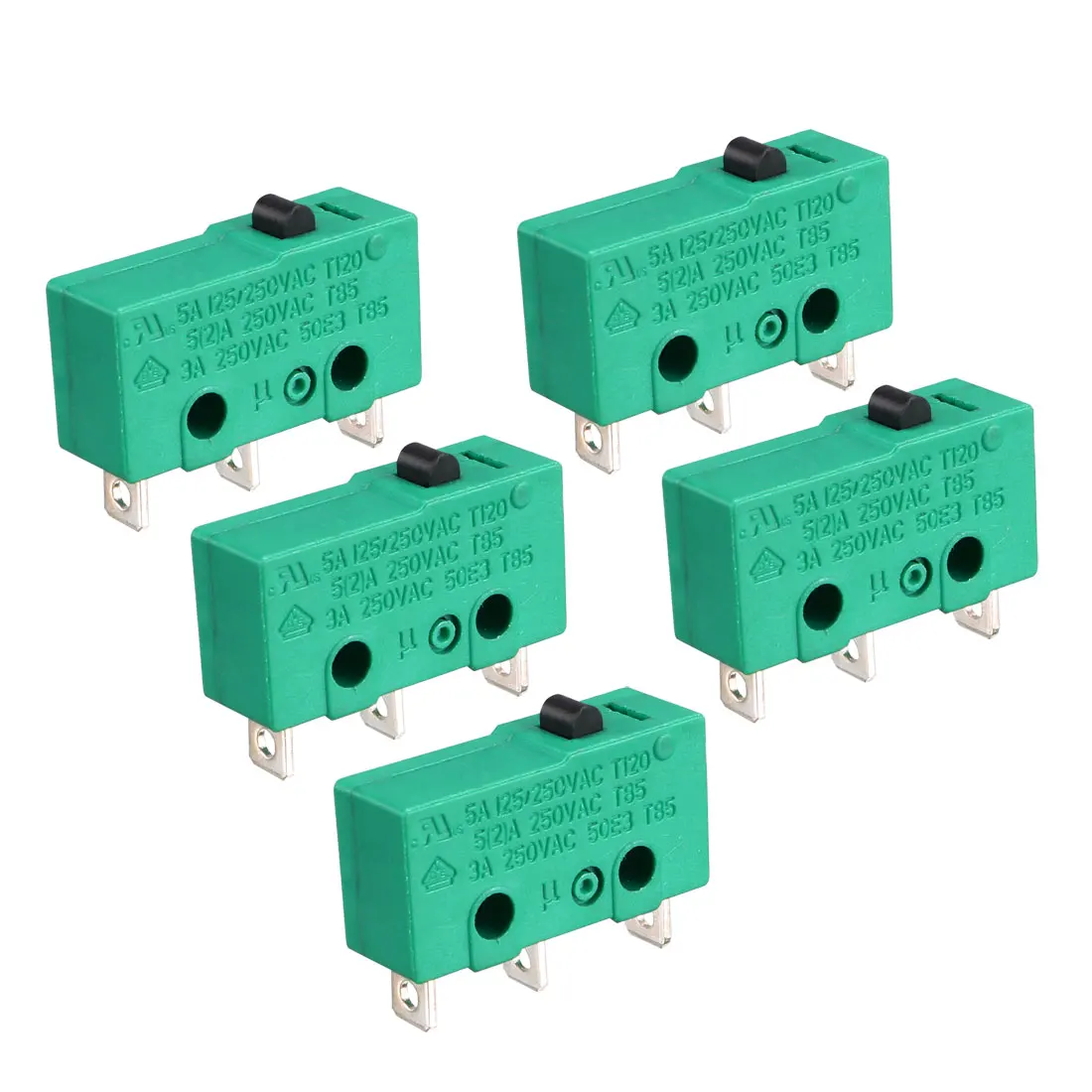 5PCS KW4-3Z-3 Micro Limit Switch SPDT NO NC 3 Terminals Momentary Push Button Actuator Green Microswitch for Elctronic Equipment