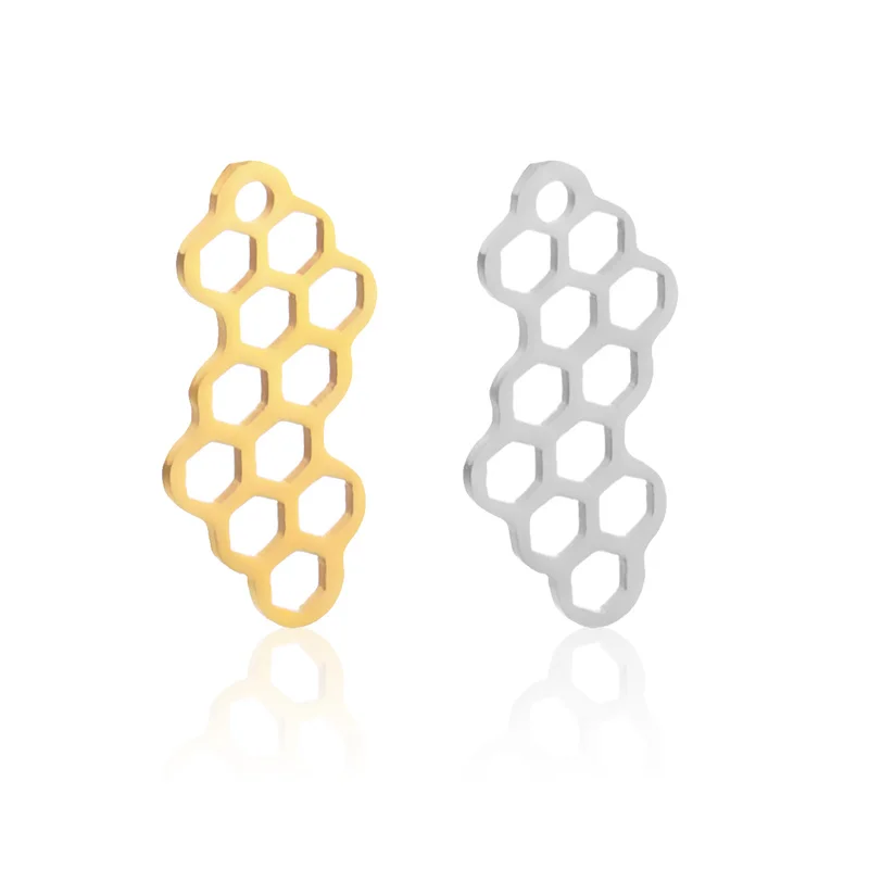 5pcs/lot Stainless Steel Bee Honeycomb Charms Earring Connector Bracelet Necklace for DIY Handmade Jewelry Making Supplies