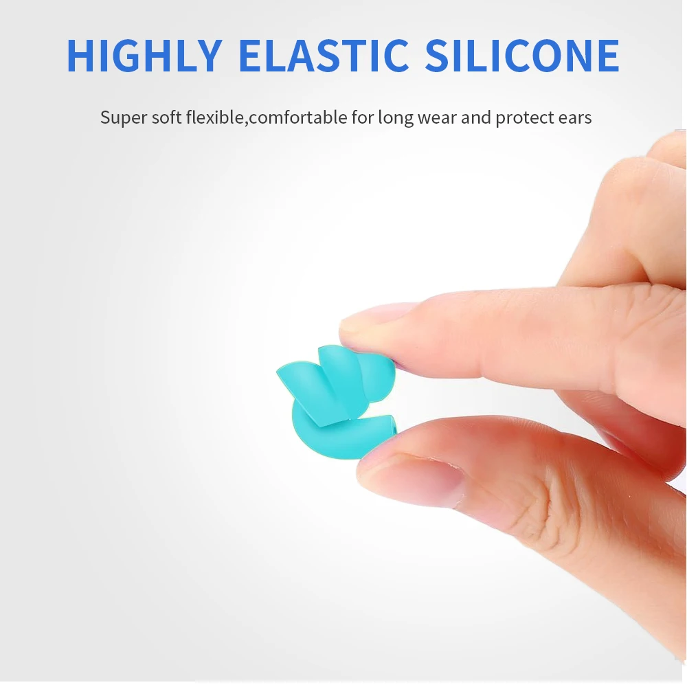 TISHRIC 1 Pairs Silicon Earplugs Waterproof Noise Cancelling Hearing Protection Anti-Noise Earplugs For Swimming Water Sports