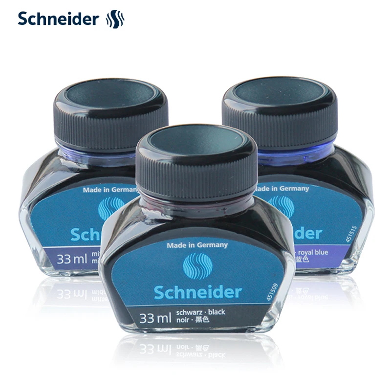 Schneider 33ml Fountain Pen Bottle Ink for All Fountain Pens Non-Carbon Smooth Ink Jar Writing Refill School Office Stationery