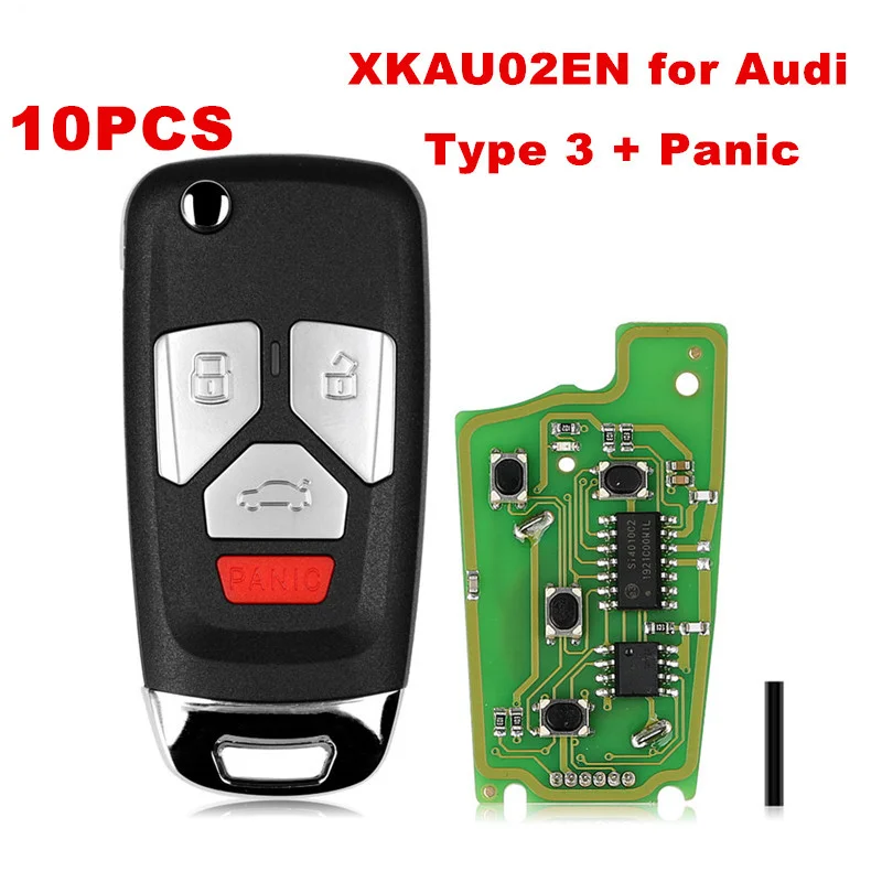 

RIOOAK Xhorse VVDI XKAU02EN Universal Flip Wired Remote Key for Audi Type 3 + Panic Buttons