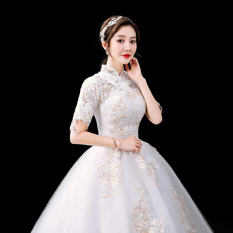 Train Wedding Dress Plus Size New Style Tailing Dream Wedding Dresses Bridal Ball Gowns Lace Up  Vestido De Novia