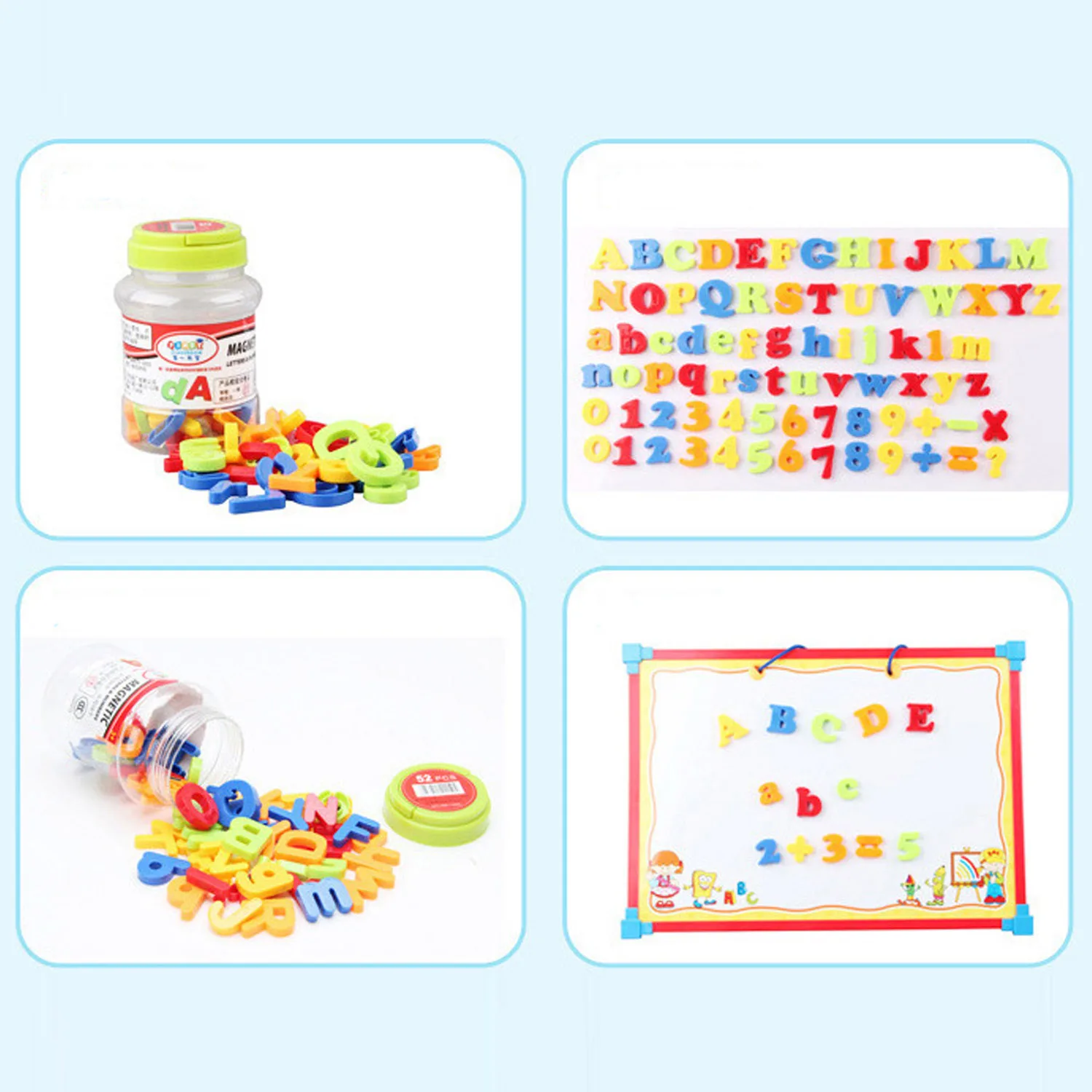 80Pcs Magnetische Magneet Kawaii Kids Kinderen Brief Nummer Symbool Stickers Vroege Onderwijs Speelgoed Voor Verjaardag Kerst Cadeau