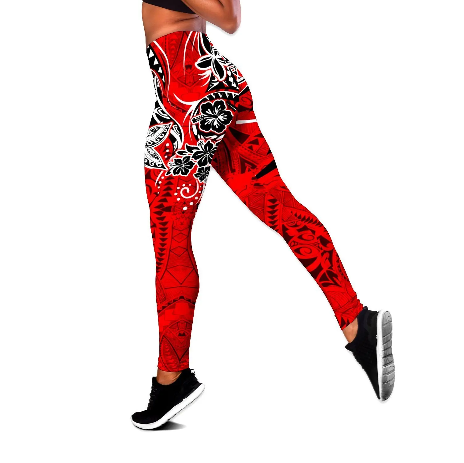 Pohnpei Polynesian Tribal Tattoo & Flowers 3D All Over Printed Legging & Tank top Sexy Elastic Female Skinny Leggings DDK30