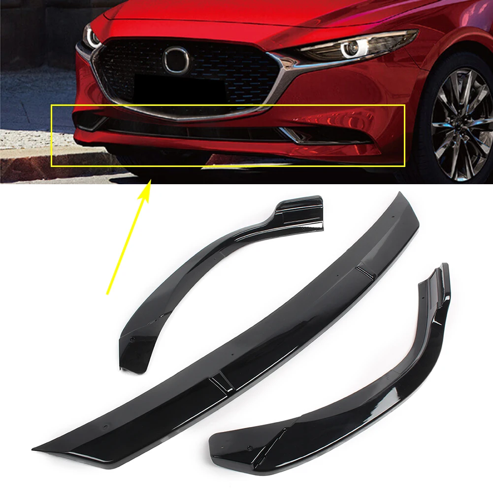 

Car Front Bumper Lip Splitter Diffuser Lip Body Kit ABS Spoiler Bumpers Protector For Mazda 3 Axela Sedan 2019 2020 Gloss Black