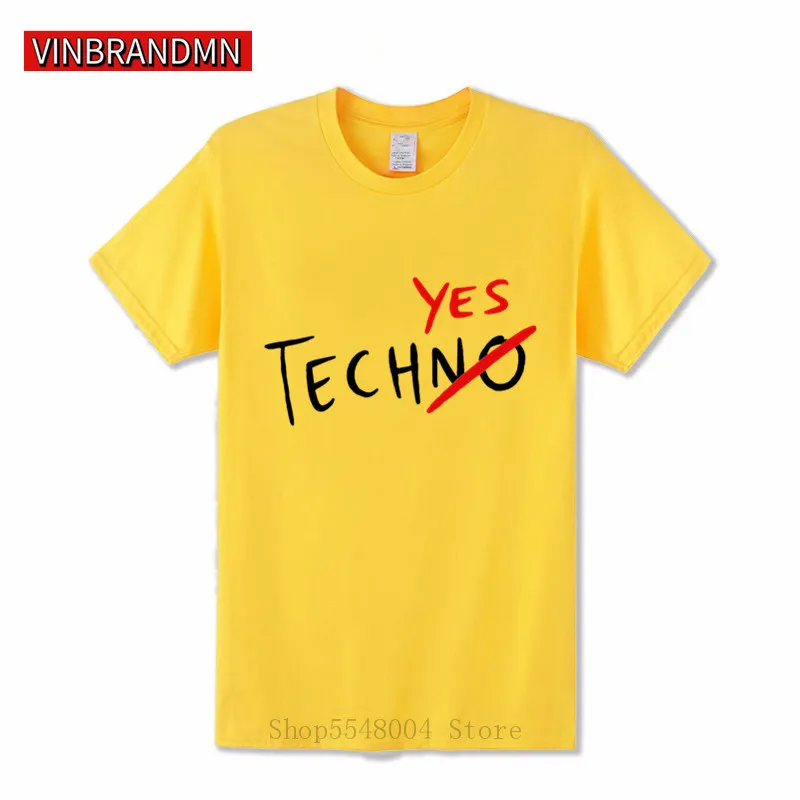 New Fashion Funny TechNo or TechYes T shirt Casual Man Tops Thunderdome Hardcore Techno And Gabber Men T-Shirts Hip Hop Clothing image 5