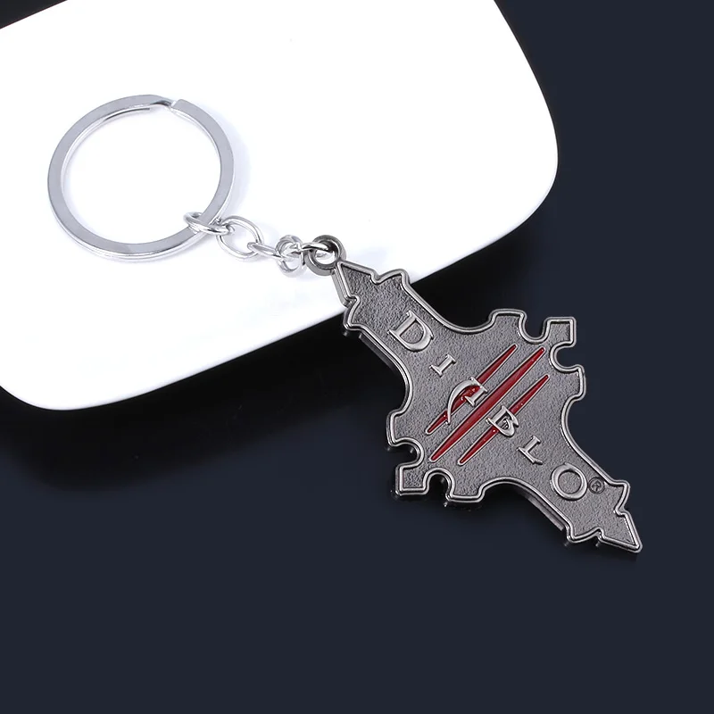 Game Diablo 3 Keychain Retro Letter DIABLO Logo Key Chain for Men Car Keyring Jewelry