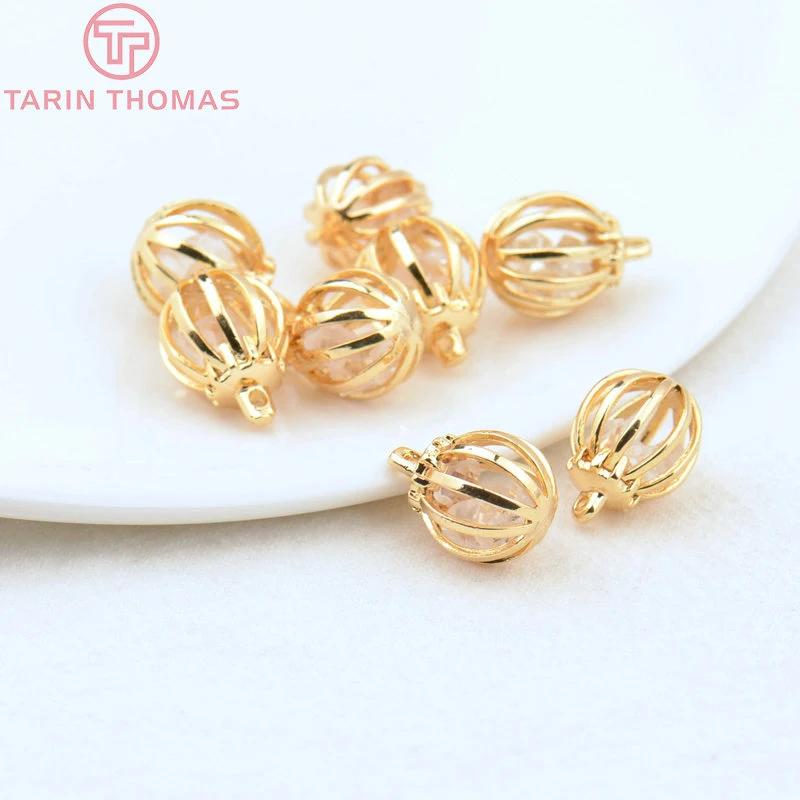 

(3000)4PCS 11x12MM Hole 1.5MM 24K Gold Color Brass with Zircon Round Beads High Quality DIY Jewelry Making Findings Accessories