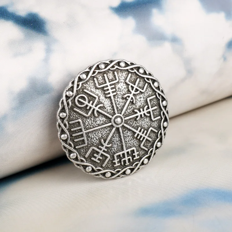 Vintage Viking Celtic Rune Compass Pin Brooch Jewelry Clothing Accessories