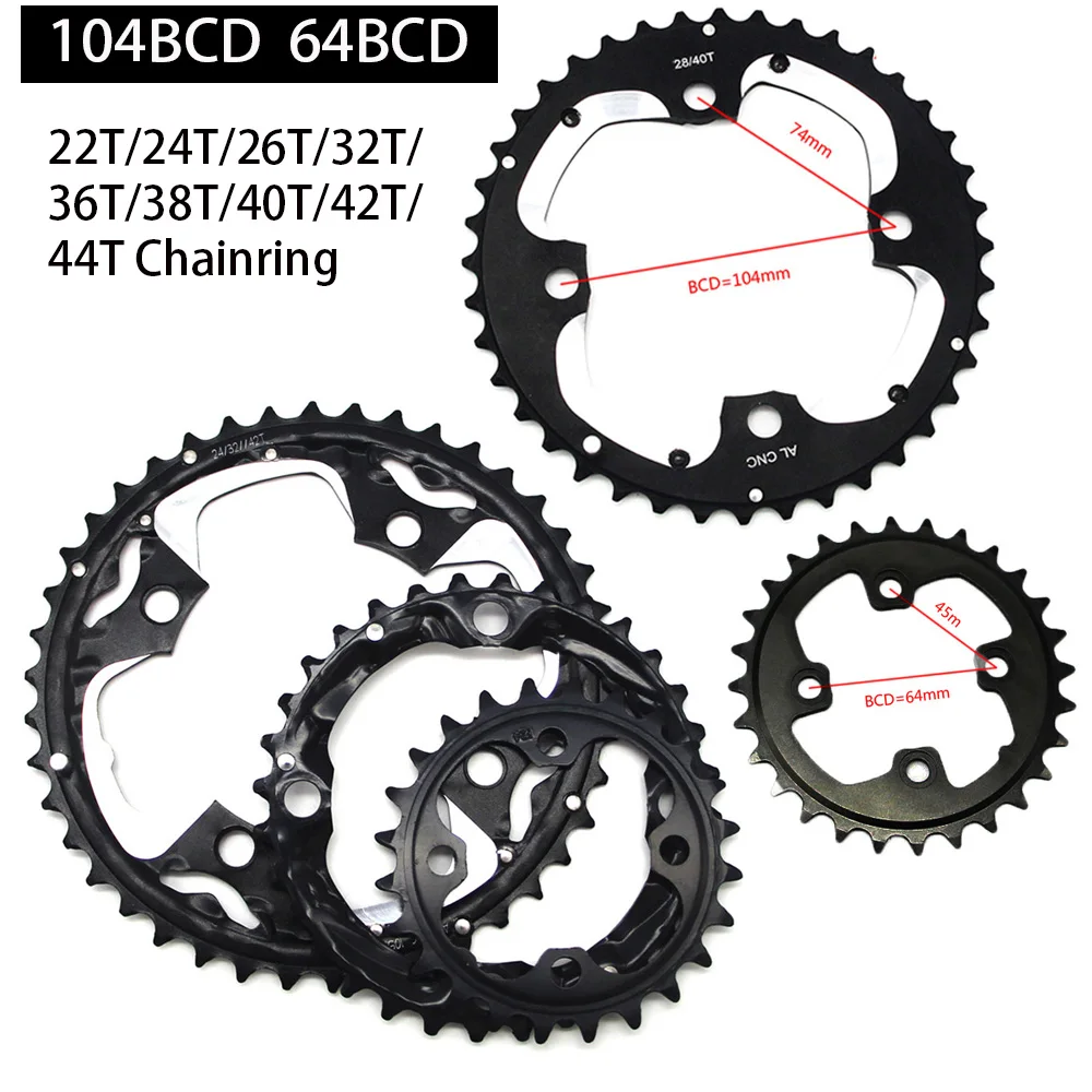 MTB Bicycle Chain Ring Chainring for SHIMANO SRAM Universal Crankset 22T/24T/26T/32T/36/38T/42T/44T 104BCD 64BCD bike Chainwheel