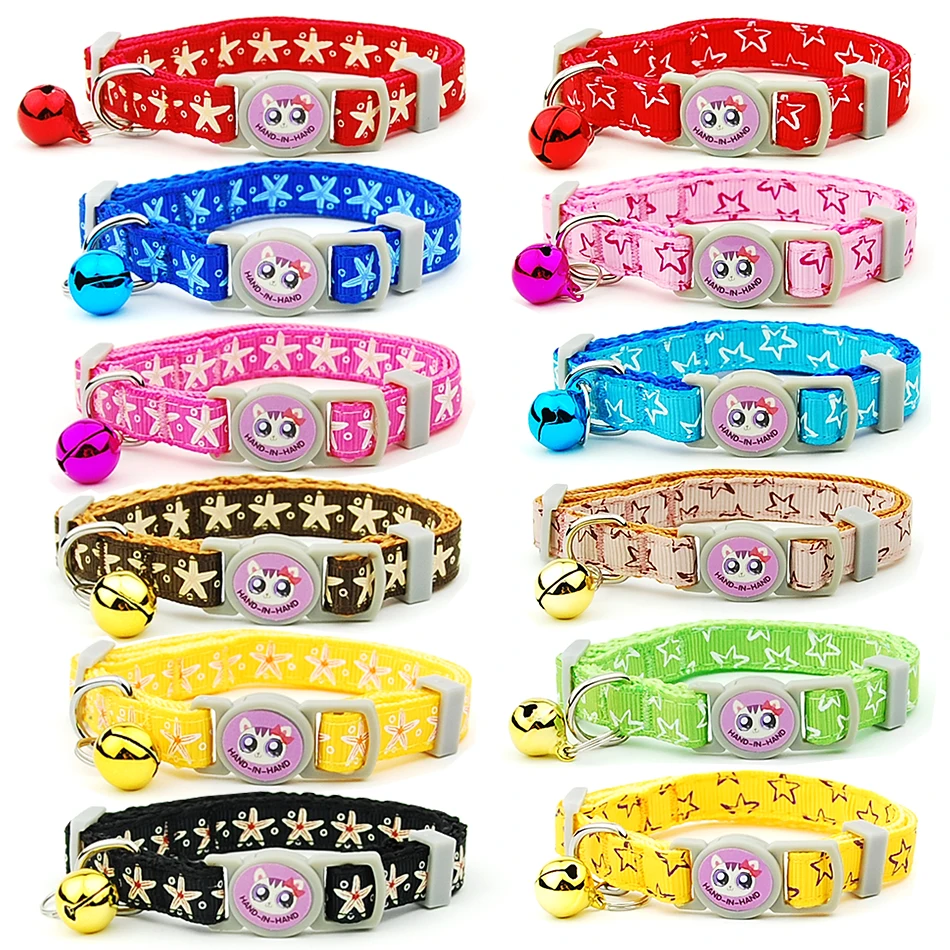 3 pieces/lot Cat Collar Breakaway Safety Adjustable Pet Supplies Kitten Starfish Puppy Cats Necklace Pet Accessories