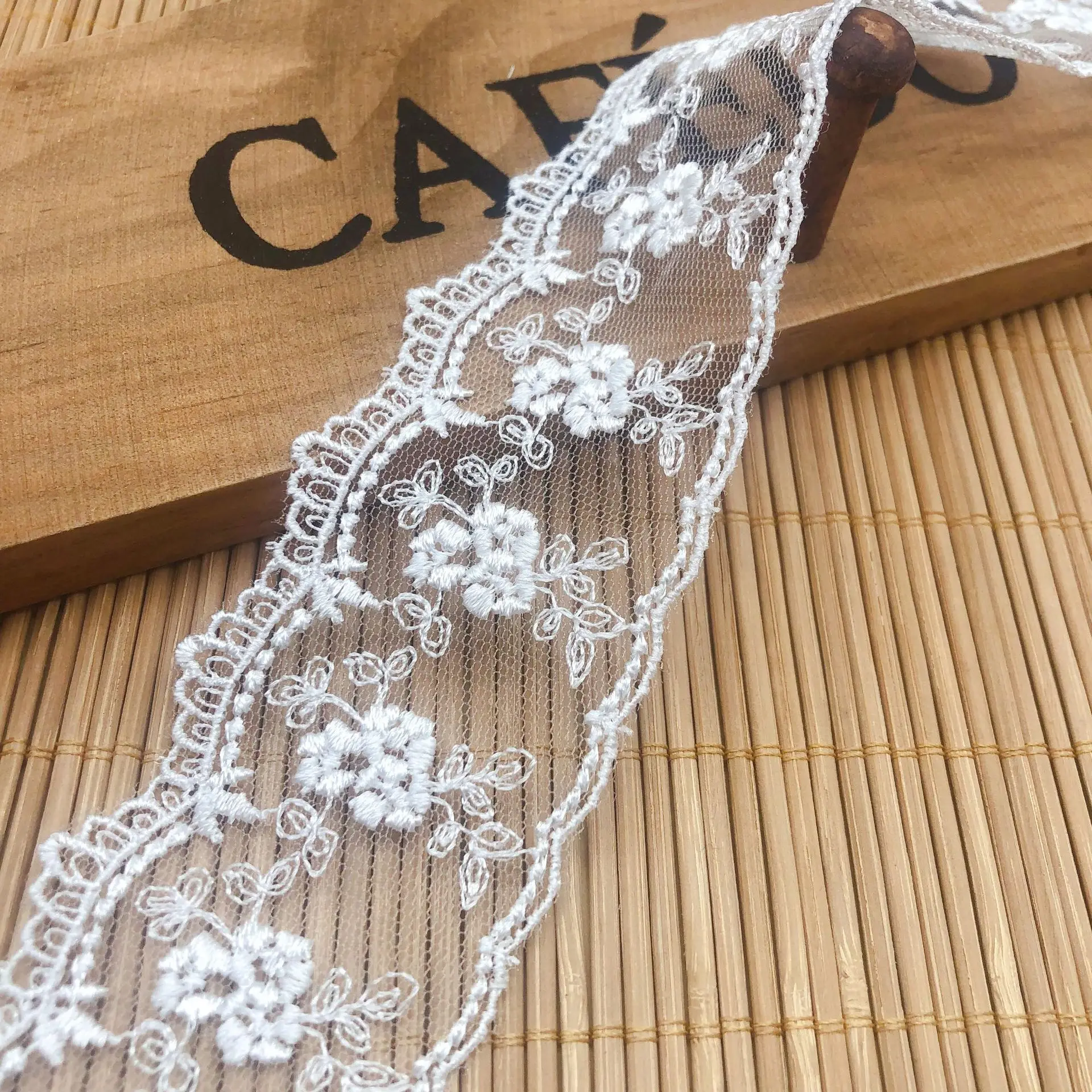 Bilateral Water-Soluble Lace Mesh Embroidery Roses Lace Fabric DIY Skirt Lolita Clothing Accessories Crafts Sewing Ribbons