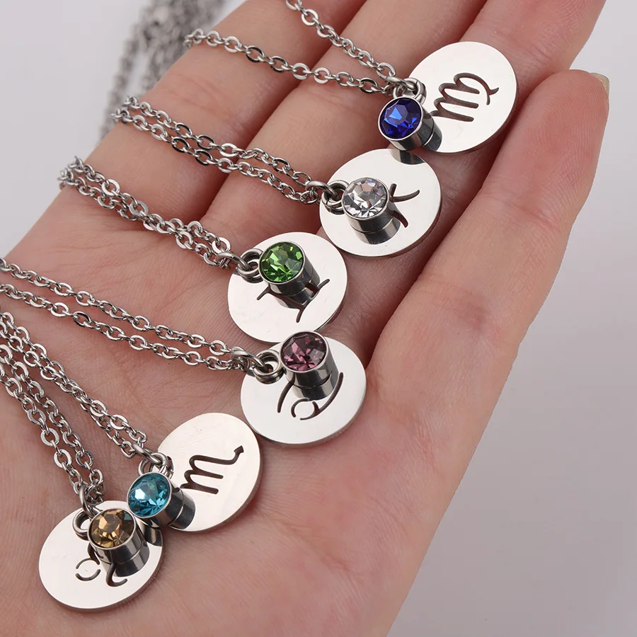 Women Female Birthstone Sign Taurus Capricorn Scorpio Twelve 12 Constellation Pendant Necklaces