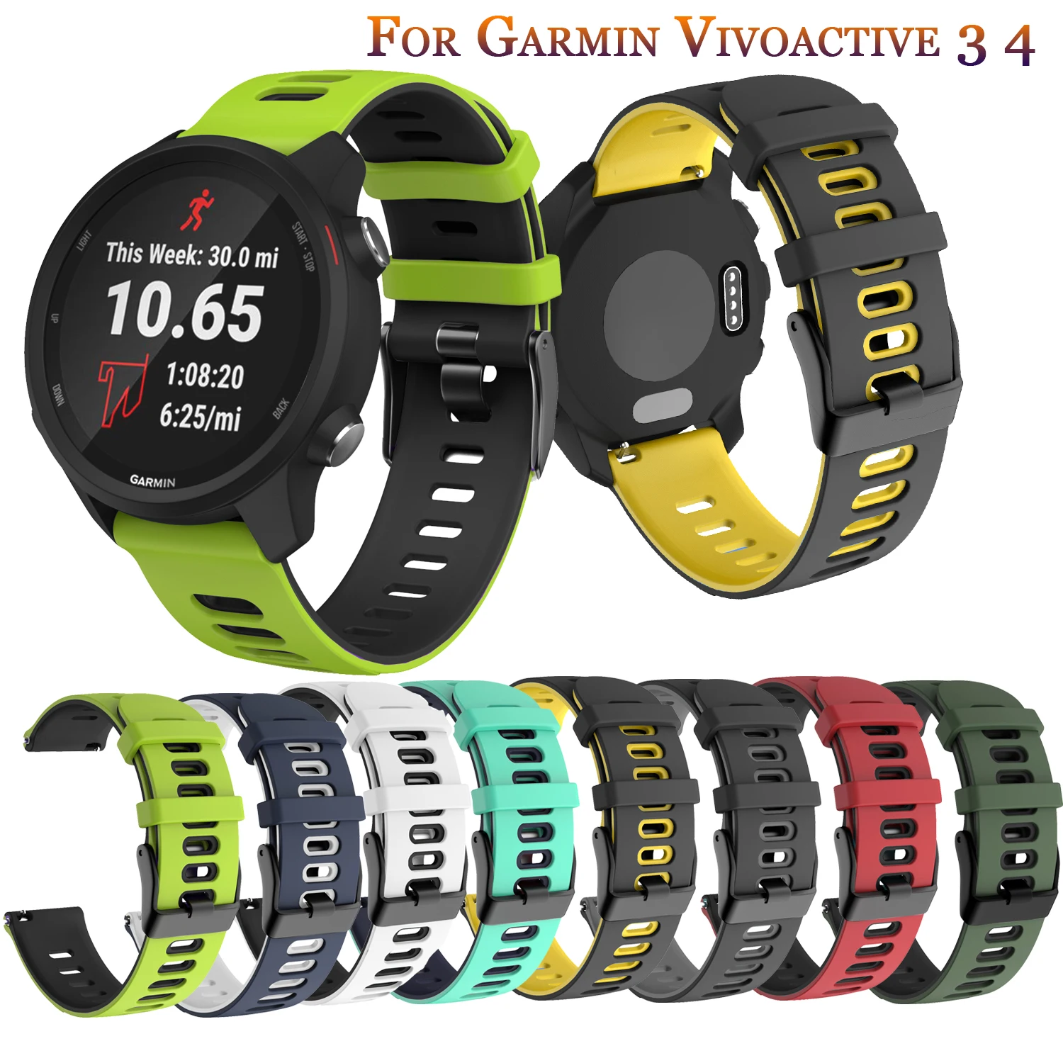 Silicone Replacement Straps for Garmin Forerunner 245M 645 Vivoactive3 Vivomove HR Venu wristband for Vivoactive 3 4 Watch band