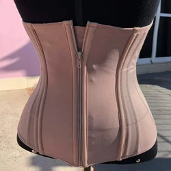 Double Compression Adjustable Zipper Body Sculpting Steel Bone Abdomen Belt Rubber Bustier Corset Femme Corsetto Waist Trainer