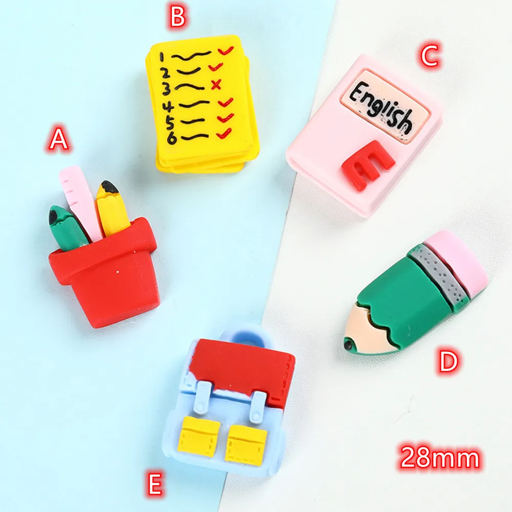 Stationery Resin Cabochons Flatback 20pcs lovely Notebook Pencil Book School Bag Cabochon Flatbacks Button Accessories for diy