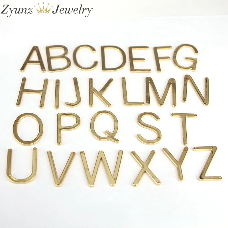 26PCS, Gold Color Initial Name Necklace Pendant For Women Wholesale Fashion A-Z Letter Jewelry Pendant