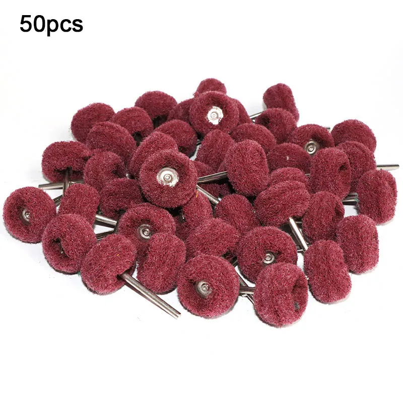 25/50pcs mini escova esfregão roda abrasiva fibra de nylon de moagem lixar a cabeça polimento roda 1 \