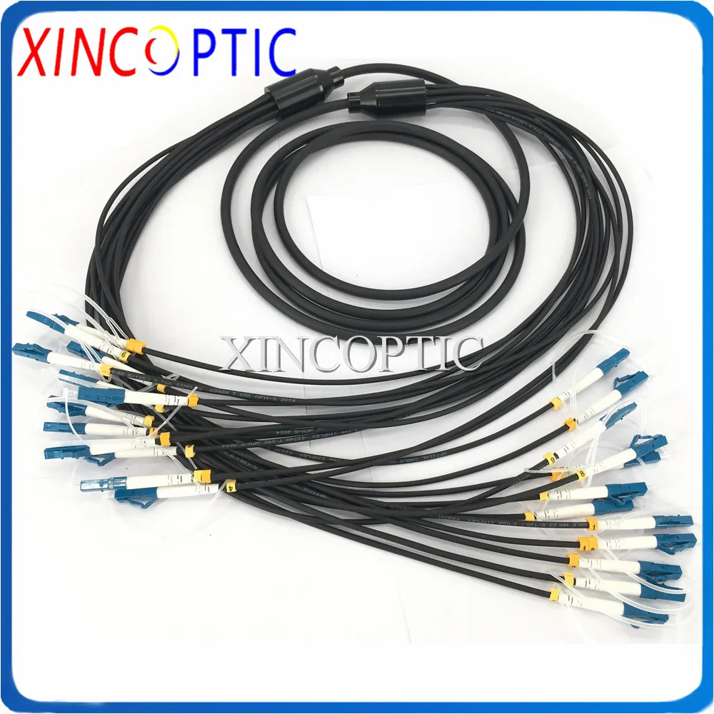 

12Cores SMF 5M Black LSZH/TPU Armoured Fiber Optic Patch Cord 12Fibers G652D 6.0mm LCUPC-SC LC FC ST Fiber Armored Cable Jumper