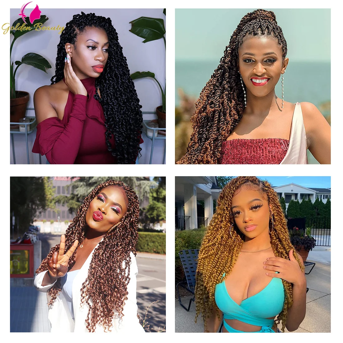 Long Passion Twist Crochet Hair Extensions Synthetic Water Wave Braiding Hair Bohemia Crochet Braids Pre-Looped Twists