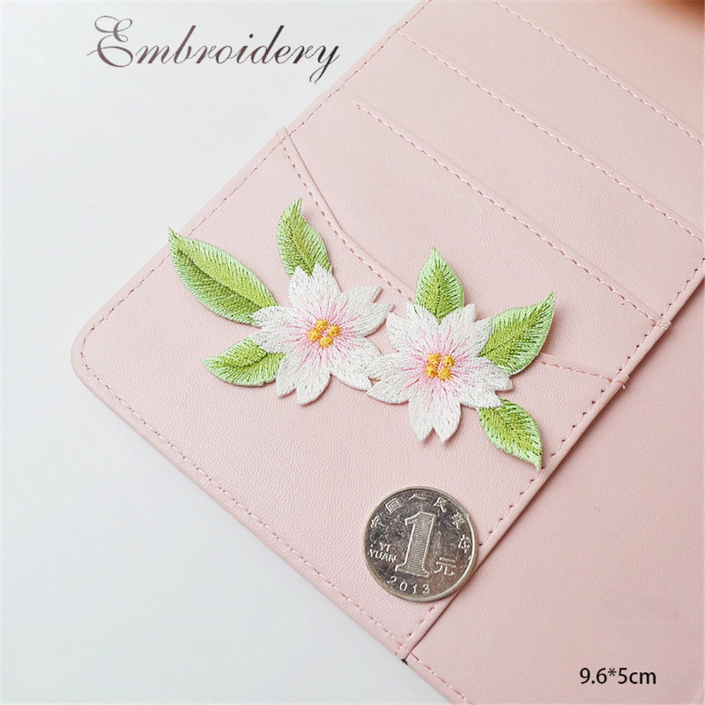 AHYONNIEX Cherry Flower Petal Patches Iron on Applique Small Patch for Clothes Fabric Iron to Stick DIY Coat Jeans Accessories