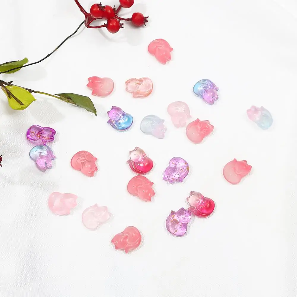 10pcs Fashion Fancy Cute Crystal Glass Little Fox Charms Pendants Beads for DIY Earring Necklace Jewelry Making Accessories