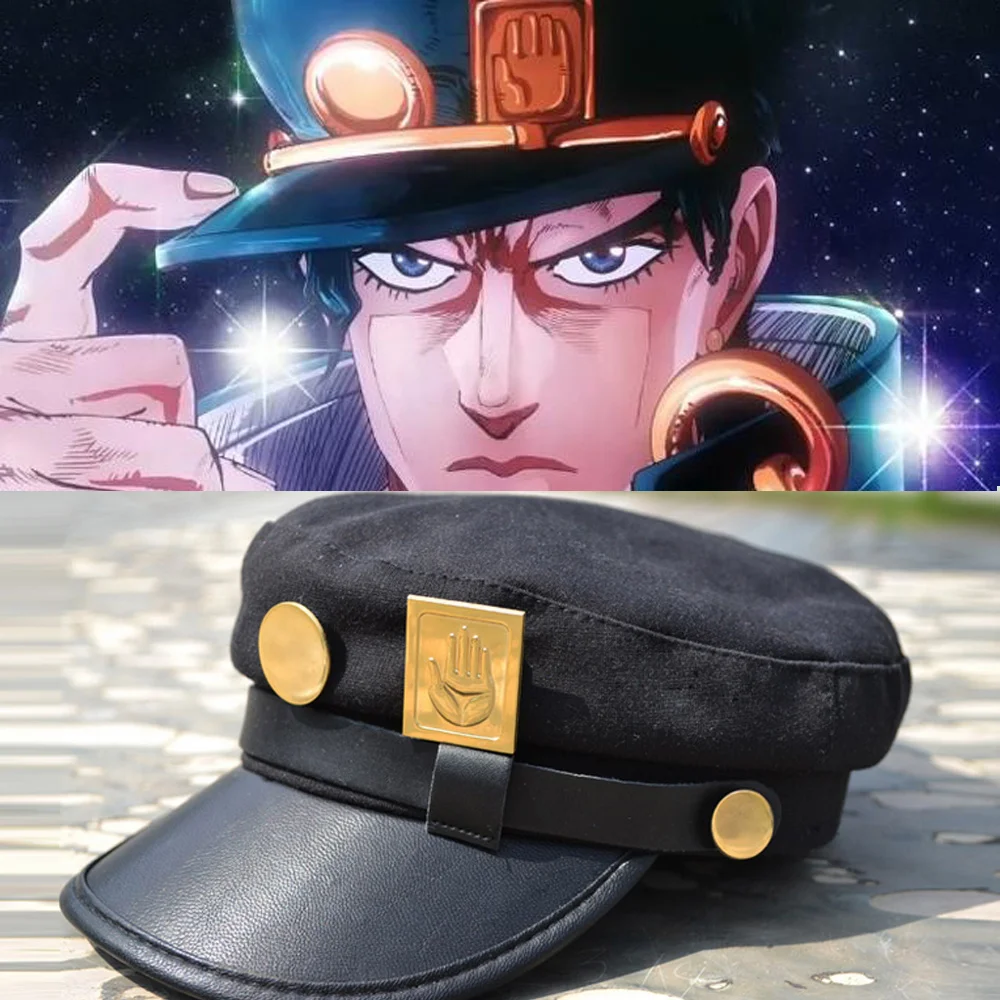 

Anime JoJo's Bizarre Adventure Cosplay Hat Halloween Carnival Jotaro Kujo Joseph Army Military Metal badge Shading Cap