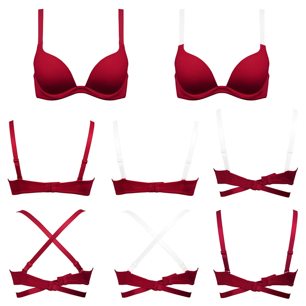 Hot Sales Sexy Women Low Cut Criss Cross Magic Convertible Bandage Underwire Padded Push Up Bras Multiway Adjusted Lingerie