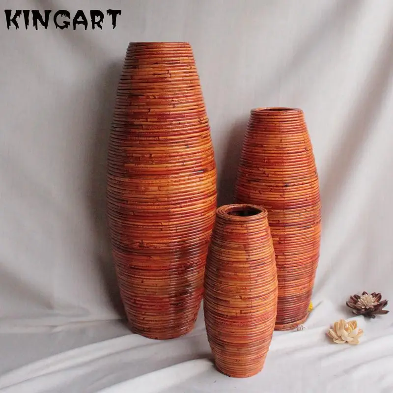 Large Vase Bamboo Floor Vase Big Wedding Decorative Tall Vase Home Craft Flower Pot Woven Retro Antique Big Vase On The Floor 89