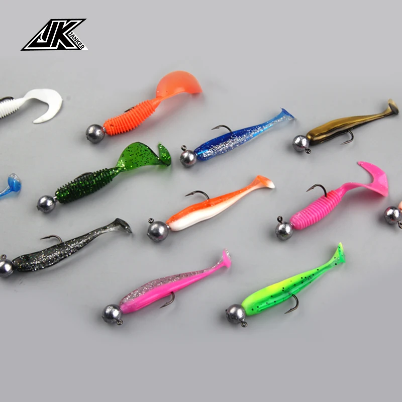 4-5pcs JK RH 2X Strong Black Nickel Hook Jig Head Set Rust Resistance Metal Sink Hard Lure Assist Fishhook