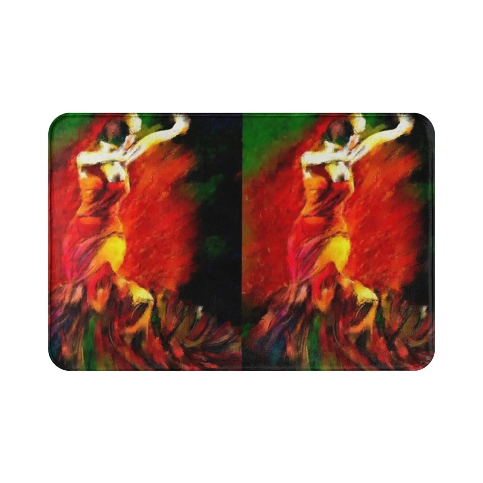 Flaming Flamenco Carpet Mat Rug Cushion Soft Dance Flamenco Red Fire Spanish Girls Semi Abstract Swirling Artbyjames