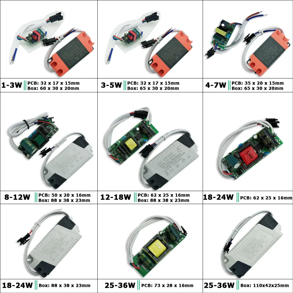 1/5pc External led driver Changeable Color Constant current light transformer 3/7/9/12/15/18/24/36W Box drive For led downlight