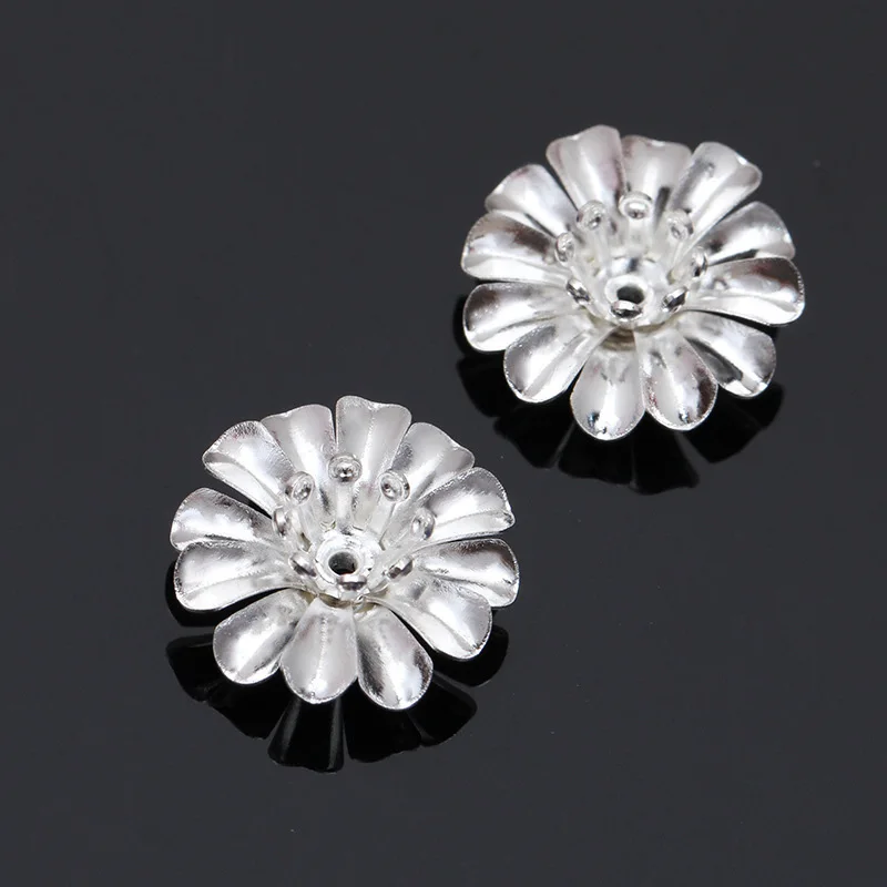 Mibrow New 20pcs/lot 6 Colors 14*5mm Copper Flower Bead Caps Flower Filigree Loose Spacer Beads End Caps For DIY Jewelry Making