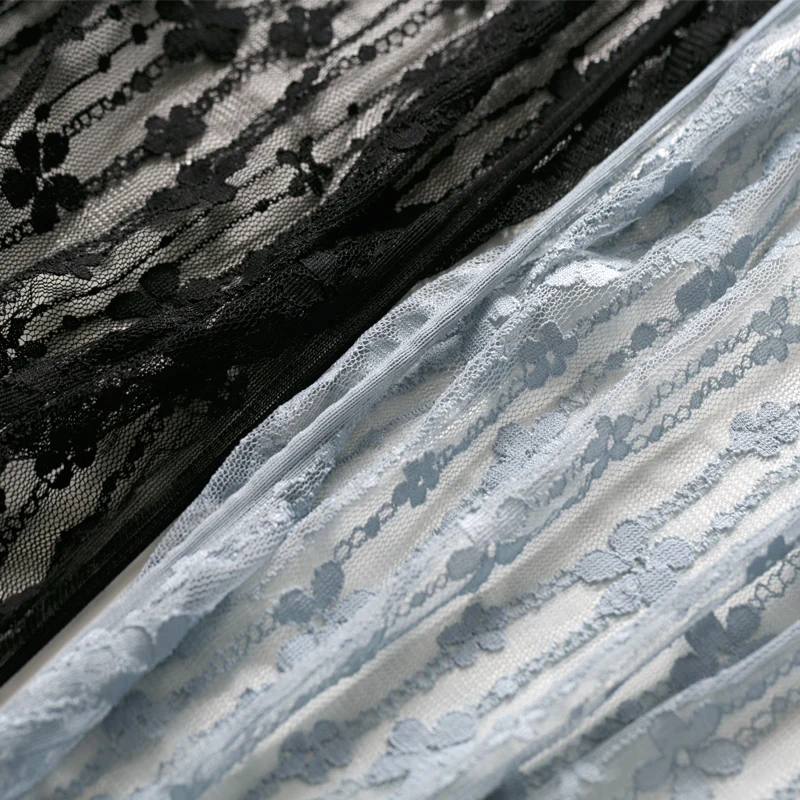 Solid color embroidery mesh lace fabric black soft yarn clothing skirt lining bottoming shirt fabric transparent and thin