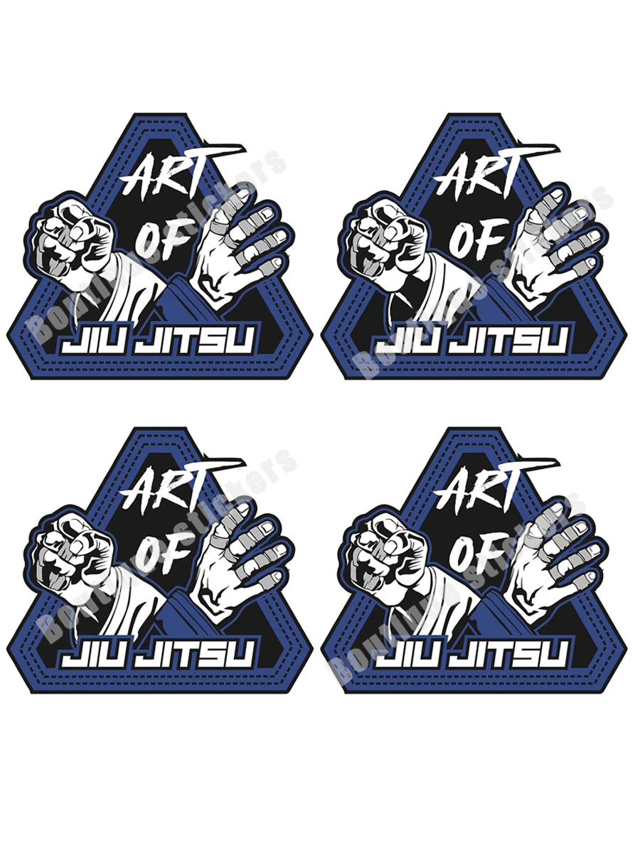 4X Jiu-Jitsu Art Funny JDM Car Sticker DIY Camper Car To Block Scratches Body Waterproof Car Sticker Racing Helmet Sticker