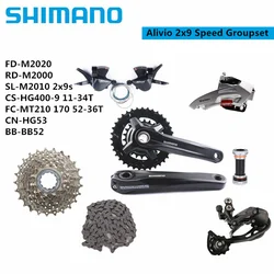 SHIMANO ALIVIO MT210 Crankset 170mm 36-22T 2x9s Groupset Shifter M2010 Rear Derailleur M2000 9 Speed BB52 For MTB Mountain Bike