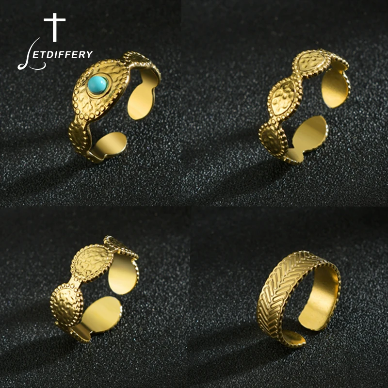 Letdiffery Boho Multi-Style Stainless Steel Women Rings for Women Vintage Geometric Open Ring Jewelry Gifts Dropshipping