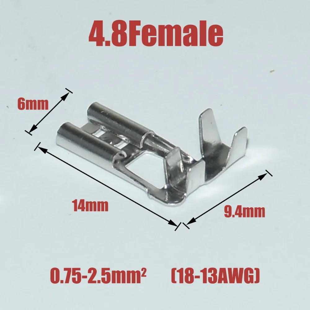 100 Stück DJ627 2,8/4,8/6,3mm Flaggentyp L-förmige Weibliche Flachsteckverbinder aus Messing 0,5-2,5mm /22~14AWG – Detail 21