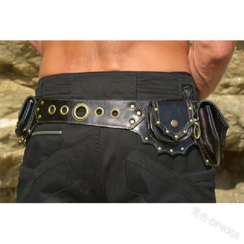 Medieval Steampunk Leather Utility Hip Belt Festival Pocket Viking Women Fanny Pack Travel Waist Bag Cosplay Accessory For Adult